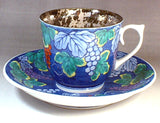 Fujii Kinsai Arita Japan - Somenishiki Platinum Grapes Cup & Saucer - Free Shipping