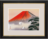 Sankoh Framed Mt. Fuji - G4-BF019L - Aka Fuji Hisho (Mt. Fuji & cranes)