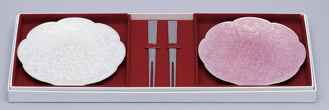 Saikosha - #016-13 Karakusa (Cloisonné ware Serving plate) & Fork Pair Set - Free Shipping