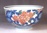 Fujii Kinsai Arita Japan - Somenishiki Sakura, Kiku, Botan Rice Bowl - Free Shipping