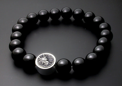 Saito - Dragon Crest Emblem (Silver 950) with Onyx Rosary　