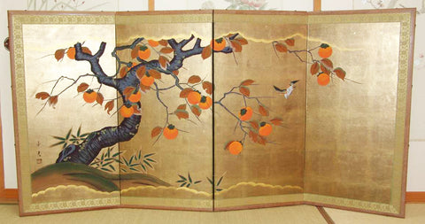 Japanese Traditional Hand Paint Byobu (Gold Leaf Folding Screen) - T1 - Free Shipping