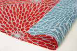 Isamonyou -  Double-Sided Dyeing Kiku (Chrysanthemum) Red/Light Blue - Furoshiki (Japanese Wrapping Cloth) 48 x 48 cm