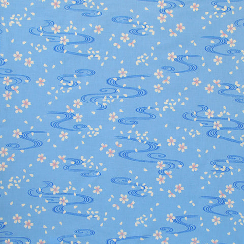 Seiran - Sakura Ryusui (Sakura flowing water) 青嵐 綿 小 風呂敷 約48cm【櫻流水】 (JAPANESE WRAPPING CLOTH) 48 X 48 CM
