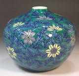 Fujii Kinsai Arita Japan - Somenishiki Tessen Vase 14.50 cm - Free Shipping