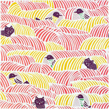 Kata Kata - Neko to Tori (Cats and birds) Pink  ねこととり ピンク- Furoshiki   45 x 45 cm