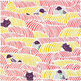 Kata Kata - Neko to Tori (Cats and birds) Pink - Furoshiki   45 x 45 cm