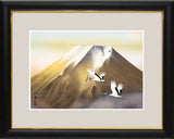 Sankoh Framed Mt. Fuji - G4-BF015L - Ogon Fuji (Golden Mt. Fuji & pair of cranes)