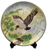 Saikosha - #007-07 Falcon & Pine (Cloisonné ware ornamental plate) 45.00 cm - Free Shipping