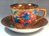 Fujii Kinsai Arita Japan - Somenishiki Golden Sakura Cup & Saucer #2 - Free Shipping