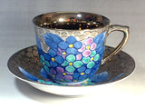 Fujii Kinsai Arita Japan - Somenishiki Platinum Hydrangea Cup & Saucer - Free Shipping