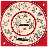 Kenema - Chojyugiga Table tennis Red 鳥獣戯画-卓球- Furoshiki 50 x 50 cm