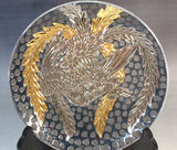 Fujii Kinsai Arita Japan - Tetsuyu Platinum & Gold Phoenix Ornamental plate 19.00 cm  - Free Shipping