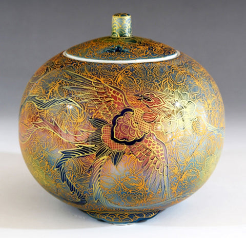 Fujii Kinsai Arita Japan - Yurisai Kinran Phoenix  Incense burner (Superlative Collection) - Free Shipping