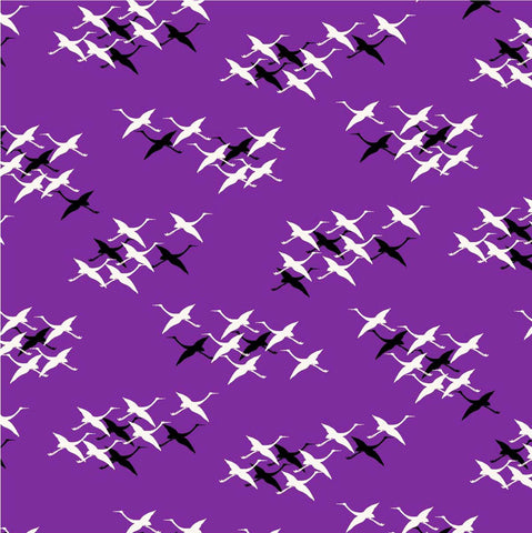 Seiran -  Crane 青嵐 綿風呂敷 約70cm 【群鶴】- Furoshiki (Japanese Wrapping Cloth)  70 x 70 cm