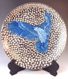 Fujii Kinsai Arita Japan - Somenishiki Platinum Falcon Ornamental plate 35.80 cm - Free Shipping