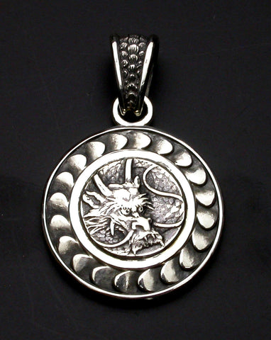 Saito - New Dragon Crest Emblem Silver Pendant Top　