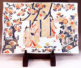 Fujii Kinsai Arita Japan - Reproduced Koimari Somenishiki Kinsai Genroku beauty Ornamental Square plate 50.00 cm X 34.50 mm - Free Shipping