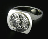 Saito - Dragon Crest Emblem(Silver 950) on Seal Stand Silver Ring