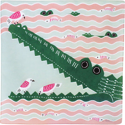 Kata Kata - Wani (Crocodile)  Pink - Furoshiki   50 x 50 cm