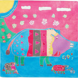 Art Brut - Inoshishi no kodomotachi (Wild boar children) pink blue いのししの子どもたち - Furoshiki   50 x 50 cm