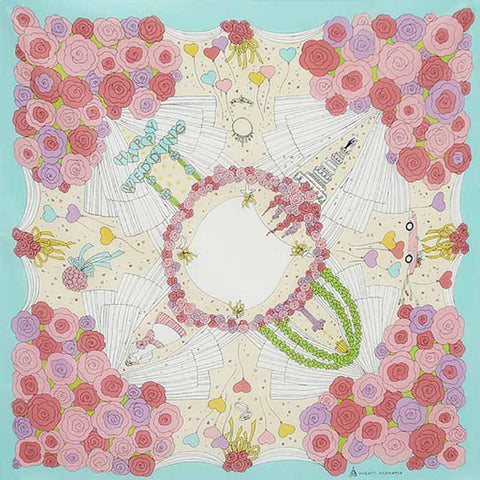 Asayama Misato - Wedding Party  75 x 75 cm Furoshiki (Japanese Wrapping Cloth)