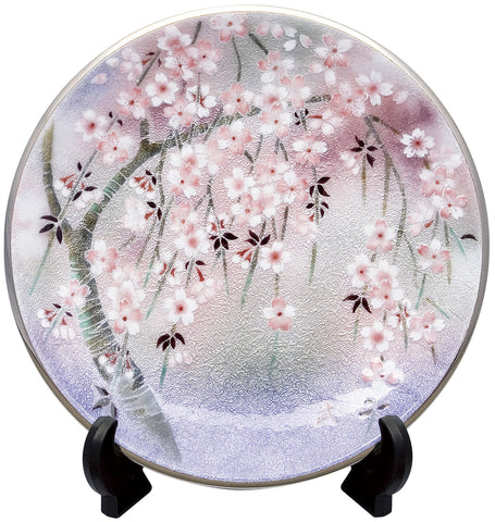 Saikosha - #005-09 Shidare Sakura (Cloisonné ware ornamental plate) 24.00 cm - Free Shipping