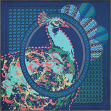 Hitsuji no Atelier - Peacock  103 X 103 cm   100% Wool   (Japanese Wrapping Cloth)