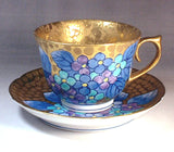 Fujii Kinsai Arita Japan - Somenishiki Golden Hydrangea Cup & Saucer #3 - Free Shipping