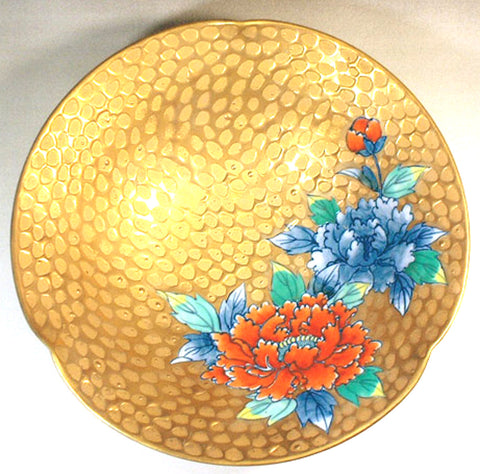 Fujii Kinsai Arita Japan - Somenishiki Golden Peony Hachi (Bowl) - Free Shipping