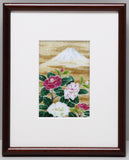 Saikosha - #011-16  Mt. Fuji & Tsubaki (Framed Cloisonné ware) - Free Shipping