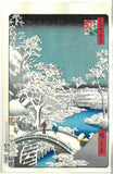 Utagawa Hiroshige - No.111 Meguro Drum Bridge and Sunset Hill - One hundred Famous View of Edo - Free shipping