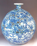 Fujii Kinsai Arita Japan - Somenishiki Platinum Pomegranate & Birds Vase 35.50 cm - Free Shipping