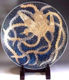 Fujii Kinsai Arita Japan - Tetsuyu Platinum & Gold Ohoenix Ornamental plate 46.00 cm - Free Shipping