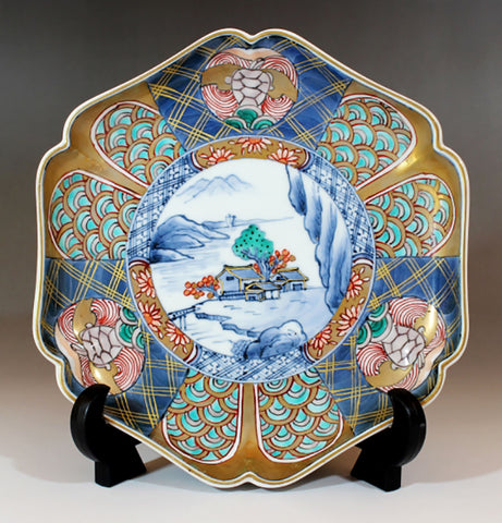 Fujii Kinsai Arita Japan - Kinrande Old Imari style Ornamental plate 21.00 cm - Free Shipping