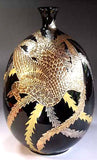 Fujii Kinsai Arita Japan - Tenmokuyu Gold & Platinum Phoenix vase 28.00 cm - Free Shipping