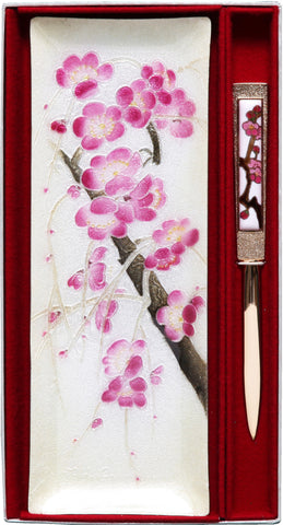 Saikosha - #022-03 Pen tray & Paper knife Plum - Free Shipping
