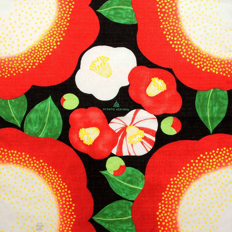 Asayama Misato - Tsubaki (Camellia)  50 x 50 cm Furoshiki (Japanese Wrapping Cloth)　