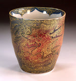 Fujii Kinsai Arita Japan - Yurisai Kinran  Japanese Tea cup (Unomi) Rise dragon (Superlative Collection) - Free Shipping
