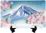 Saikosha - #004-11 Mt.Fuji & Sakura (Cloisonné ware ornamental plate) - Free Shipping