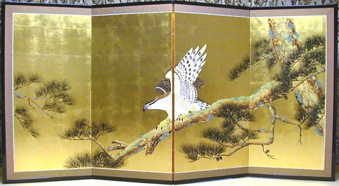 Tominaga Jyuho - Japanese Traditional Hand Paint Byobu (Gold Leaf Folding Screen) - X142 - Free Shipping