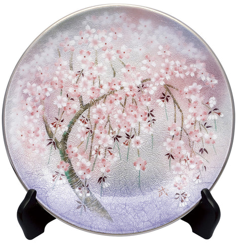 Saikosha - #006-02 Shidare Sakura (Cloisonné ware ornamental plate) 30.00 cm - Free Shipping