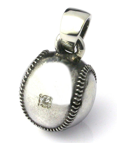 Saito - Baseball Pendant top (Silver 925) w/ Genuine Diamond (0.035ct)