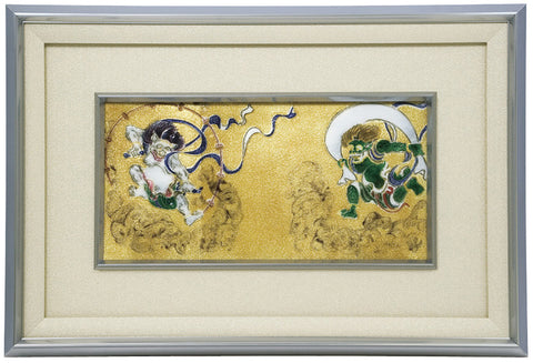 Saikosha - #002-04 Tawaraya Sotatsu Fujin Raijin (Framed Cloisonné ware) - Free Shipping