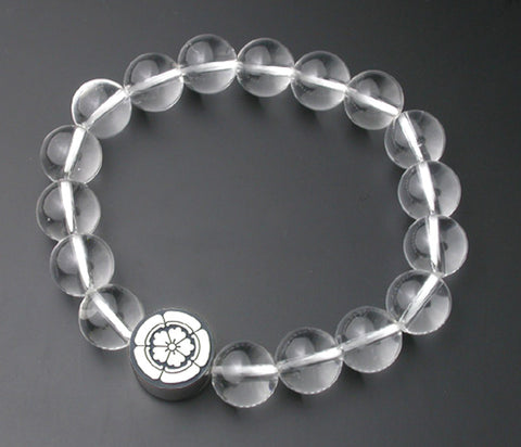 Saito - Kamon (Family Crest) (Silver 950) with Natural Quartz  Crystal Rosary