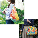 Takehisa Yumeji - Aqua Drop (Water repellent finish)  - Tsubaki Moss Green アクアドロップ竹久夢二  つばき モスグリーン (撥水加工) - Furoshiki   100 x 100 cm