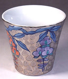 Fujii Kinsai Arita Japan - Somenishiki Platinum Fuji (Wisteria)  Sake Cup (Guinomi) - Free shipping