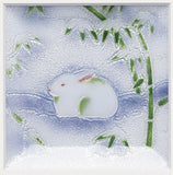 Saikosha - #011-12  Winter Rabbit & Bamboo  (Framed Cloisonné ware) - Free Shipping
