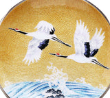 Saikosha - #005-10 Soukaku (Pair of crane) & wave splash (Cloisonné ware ornamental plate) 24.00 cm - Free Shipping