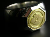 Saito - 18Kt Gold Family Crest - Octagon shape Ring Silver 925